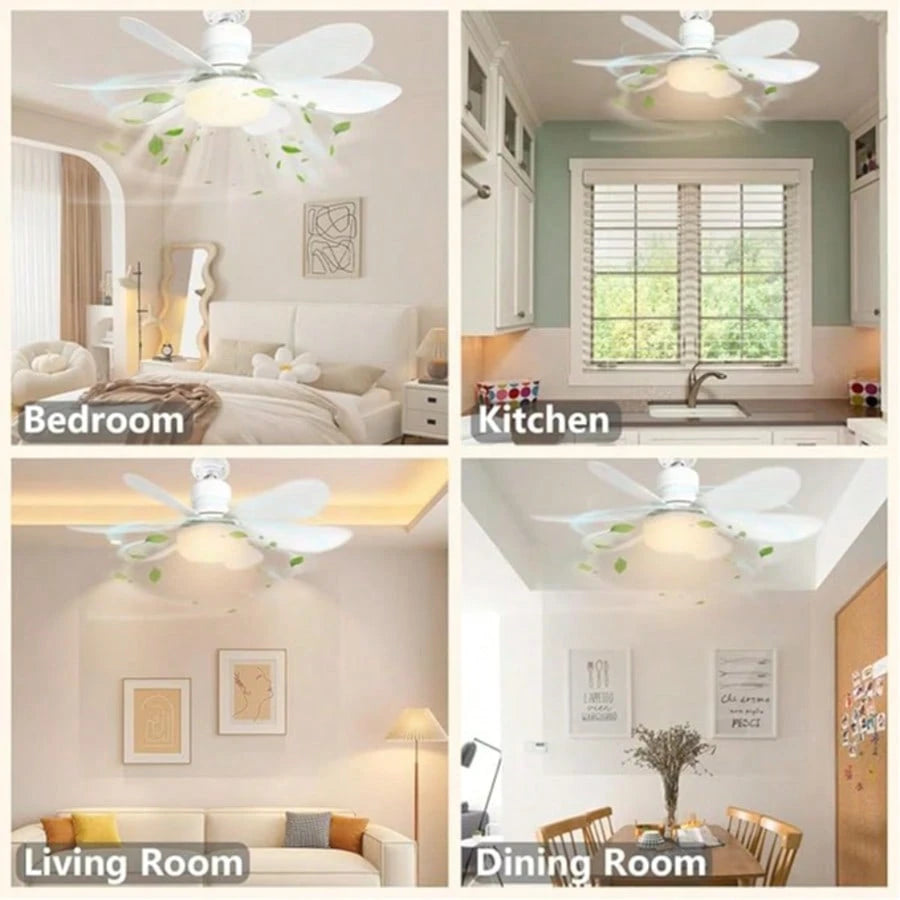20.5" 40W Ceiling Fan Light With Remote, 3000K-6500K & 3 Quiet Speed, 1/2/4H Timer & Night Light, E27 Easy Install Ceiling Fans For Bedroom, Kitchen, Dining & Patio Use (White)