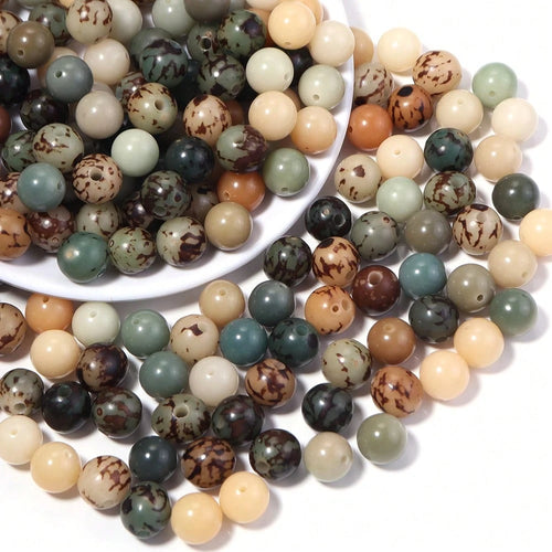 20/50pcs/Pack Bodhi Round Beads, Multi-Color Tiger Skin Loose Beads 12mm Dunhuang Style Bracelet Necklace Mixed Color Material Beads Buddhist Beads Vintage Pendant Decorative Beads DIY Handmade Beaded