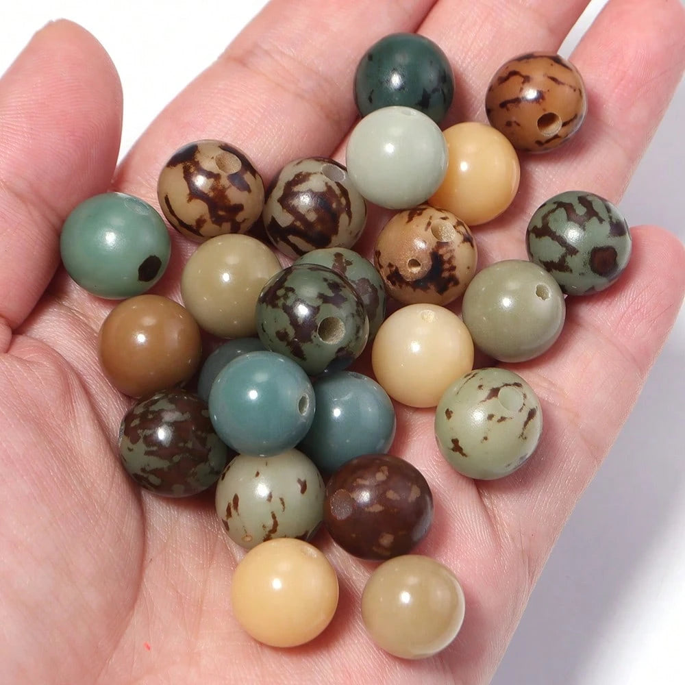 20/50pcs/Pack Bodhi Round Beads, Multi-Color Tiger Skin Loose Beads 12mm Dunhuang Style Bracelet Necklace Mixed Color Material Beads Buddhist Beads Vintage Pendant Decorative Beads DIY Handmade Beaded