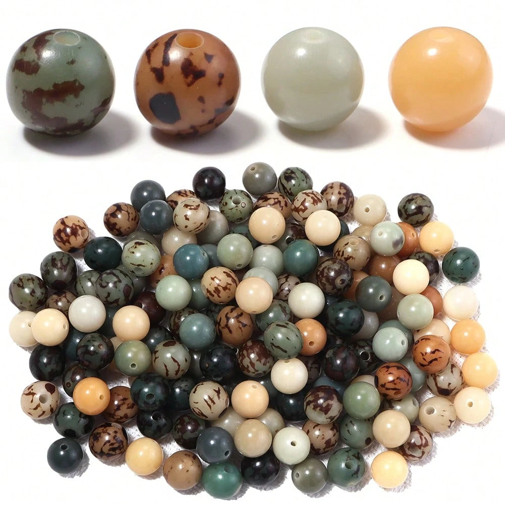 20/50pcs/Pack Bodhi Round Beads, Multi-Color Tiger Skin Loose Beads 12mm Dunhuang Style Bracelet Necklace Mixed Color Material Beads Buddhist Beads Vintage Pendant Decorative Beads DIY Handmade Beaded