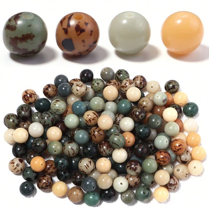 20/50pcs/Pack Bodhi Round Beads, Multi-Color Tiger Skin Loose Beads 12mm Dunhuang Style Bracelet Necklace Mixed Color Material Beads Buddhist Beads Vintage Pendant Decorative Beads DIY Handmade Beaded
