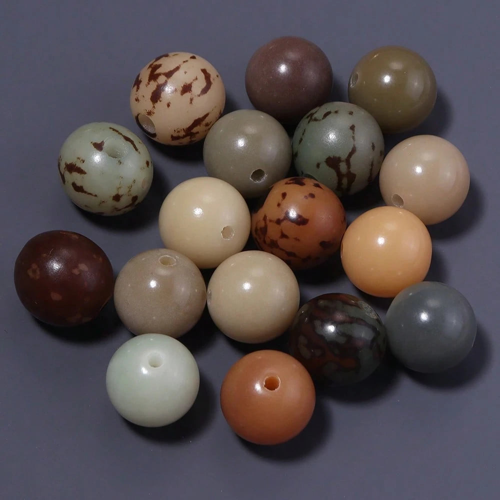 20/50pcs/Pack Bodhi Round Beads, Multi-Color Tiger Skin Loose Beads 12mm Dunhuang Style Bracelet Necklace Mixed Color Material Beads Buddhist Beads Vintage Pendant Decorative Beads DIY Handmade Beaded