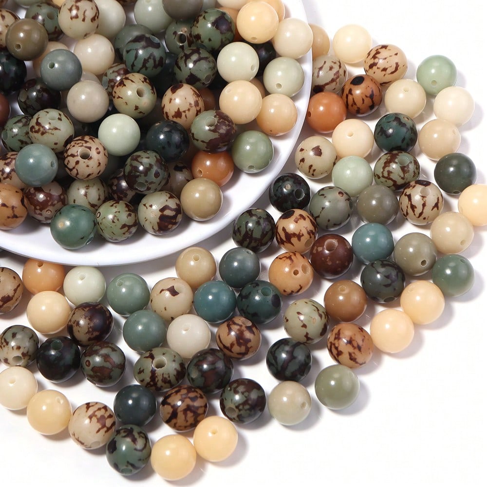 20/50pcs/Pack Bodhi Round Beads, Multi-Color Tiger Skin Loose Beads 12mm Dunhuang Style Bracelet Necklace Mixed Color Material Beads Buddhist Beads Vintage Pendant Decorative Beads DIY Handmade Beaded