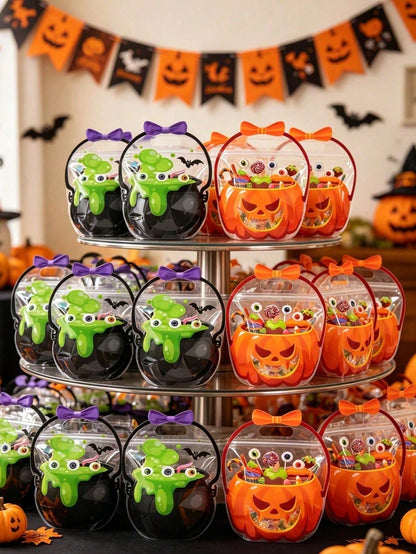 20 Halloween Handheld Gift Bags, Pumpkin Witch Cauldron Shaped Tote Bags, Party Small Gift Bags And Shopping Bags, Halloween Candy Bags, Happy Halloween Decorations, Sealed Candy And Cookie Bags, Tric