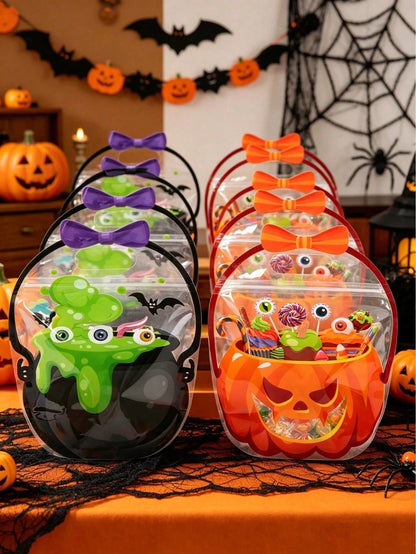 20 Halloween Handheld Gift Bags, Pumpkin Witch Cauldron Shaped Tote Bags, Party Small Gift Bags And Shopping Bags, Halloween Candy Bags, Happy Halloween Decorations, Sealed Candy And Cookie Bags, Tric