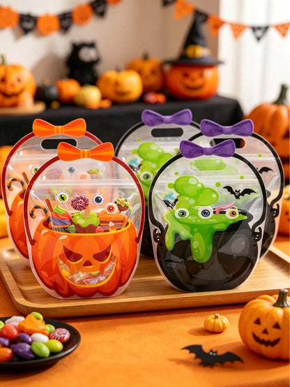 20 Halloween Handheld Gift Bags, Pumpkin Witch Cauldron Shaped Tote Bags, Party Small Gift Bags And Shopping Bags, Halloween Candy Bags, Happy Halloween Decorations, Sealed Candy And Cookie Bags, Tric