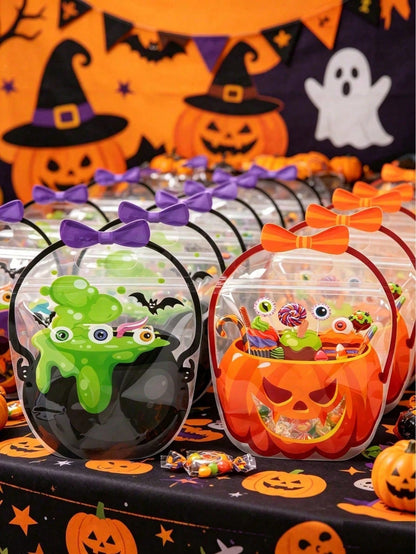 20 Halloween Handheld Gift Bags, Pumpkin Witch Cauldron Shaped Tote Bags, Party Small Gift Bags And Shopping Bags, Halloween Candy Bags, Happy Halloween Decorations, Sealed Candy And Cookie Bags, Tric