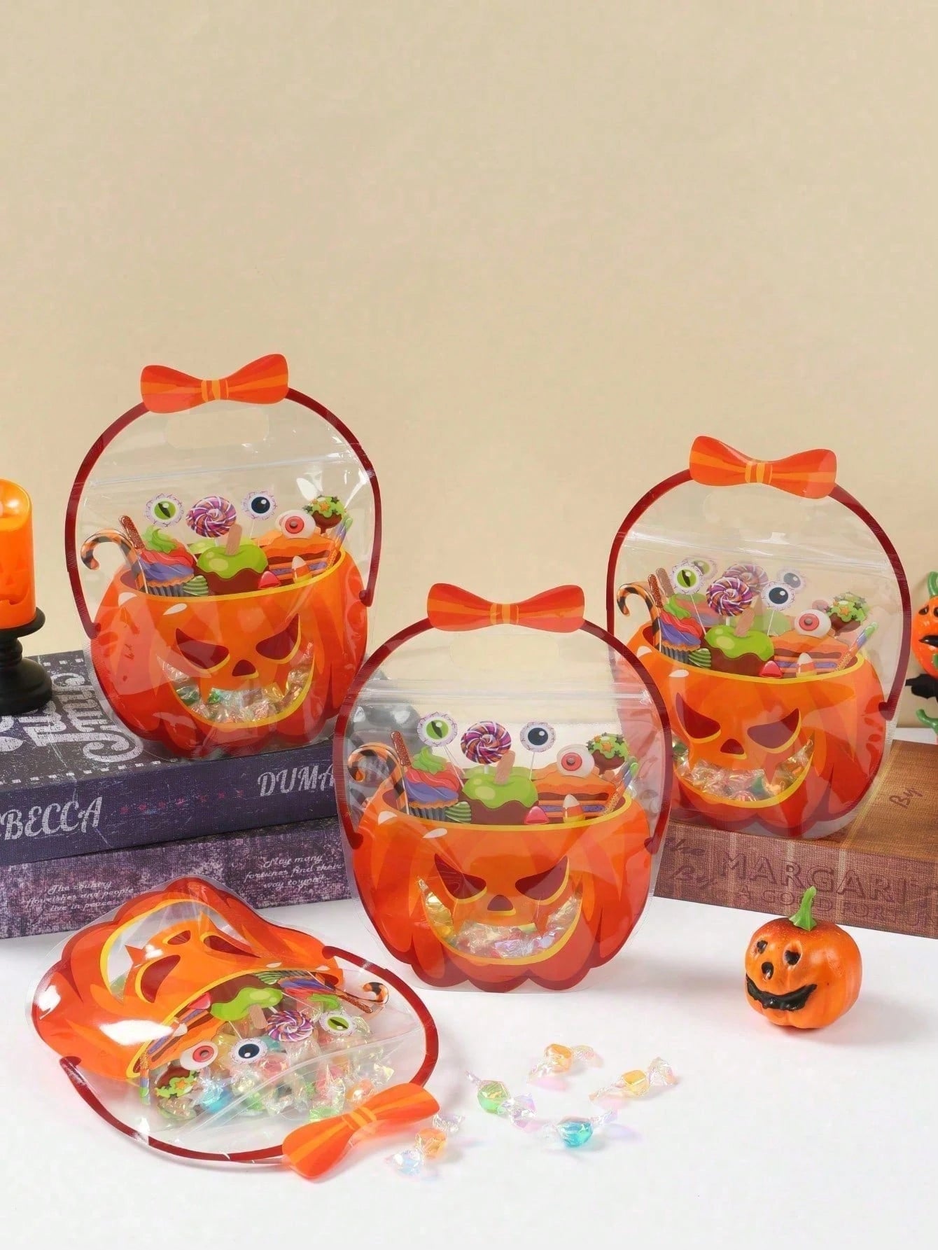 20 Halloween Handheld Gift Bags, Pumpkin Witch Cauldron Shaped Tote Bags, Party Small Gift Bags And Shopping Bags, Halloween Candy Bags, Happy Halloween Decorations, Sealed Candy And Cookie Bags, Tric