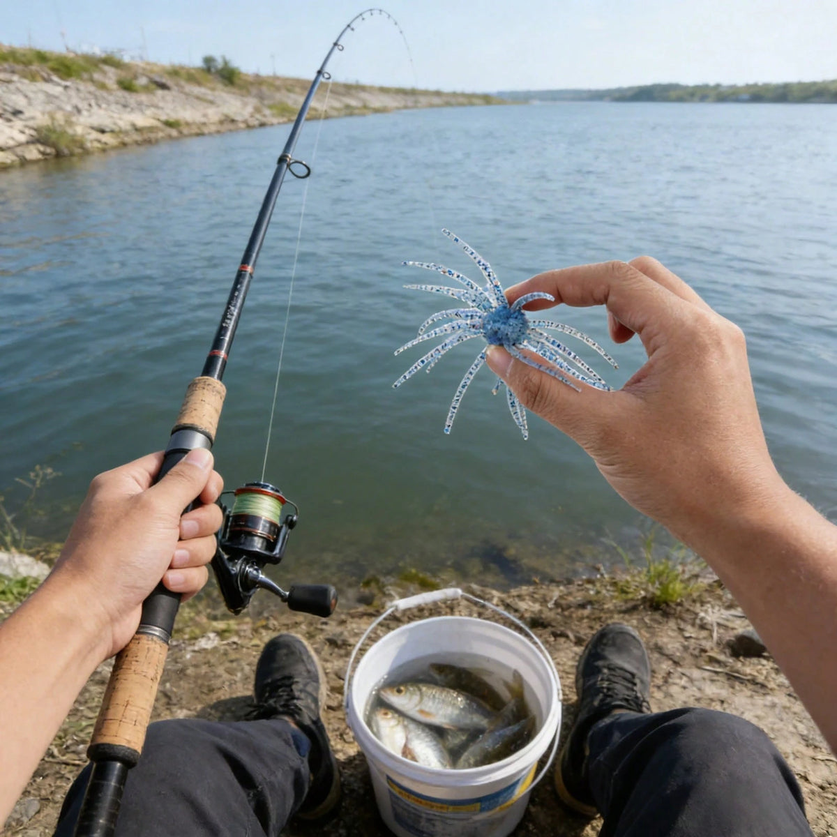 20-Piece Set (10 Sea Urchin Soft Baits+10 Lure Hooks), Wide Belly Crank Hooks, Spherical Floating Biomimetic Realistic Fishing Baits, Suitable For Bass, Trout, Lake, River Freshwater And Seawater Fish