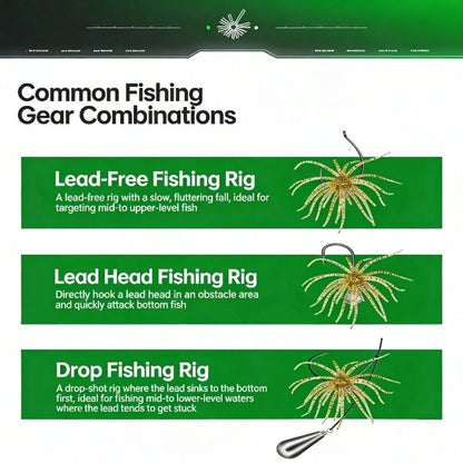 20-Piece Set (10 Sea Urchin Soft Baits+10 Lure Hooks), Wide Belly Crank Hooks, Spherical Floating Biomimetic Realistic Fishing Baits, Suitable For Bass, Trout, Lake, River Freshwater And Seawater Fish