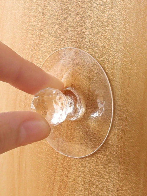 20 Transparent Crystal Cabinet Handles, No Drilling, Self-Adhesive Drawer Handles With Hooks, Furniture Door Decorative Hardware, Used For Jewelry Boxes, Self-Adhesive Cabinet Pull-Out Plastic Handles