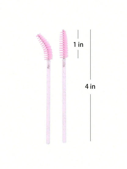 200pcs/100pcs/50pcs/10pcs Mascara Brushes, Eyelash Brushes, Eyelash Cleaning Brushes, Crystal Glossy Eyebrow Brushes, Eyelash Extension Makeup Tools