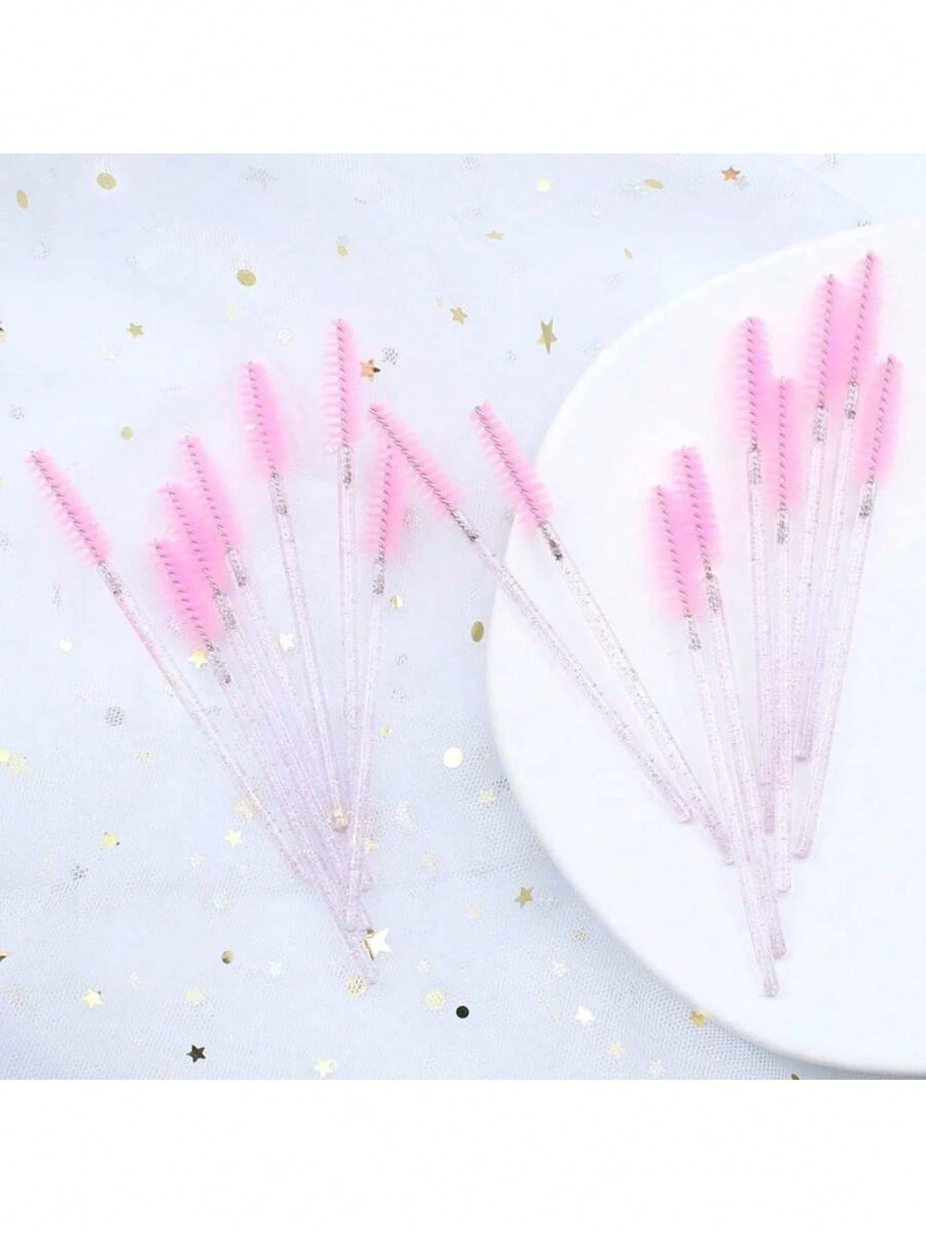 200pcs/100pcs/50pcs/10pcs Mascara Brushes, Eyelash Brushes, Eyelash Cleaning Brushes, Crystal Glossy Eyebrow Brushes, Eyelash Extension Makeup Tools