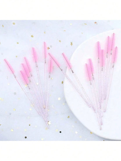 200pcs/100pcs/50pcs/10pcs Mascara Brushes, Eyelash Brushes, Eyelash Cleaning Brushes, Crystal Glossy Eyebrow Brushes, Eyelash Extension Makeup Tools