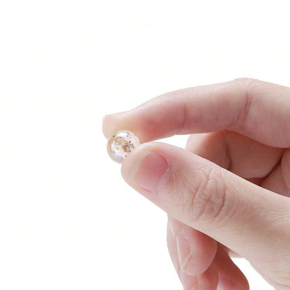 200pcs 8mm Transparent Iridescent Round Beads, Straight Hole, Suitable For Phone Straps, Bracelets, Necklaces, DIY Jewelry Crafts, Clothing Accessories, Earrings, Pendants, Bracelet Parts