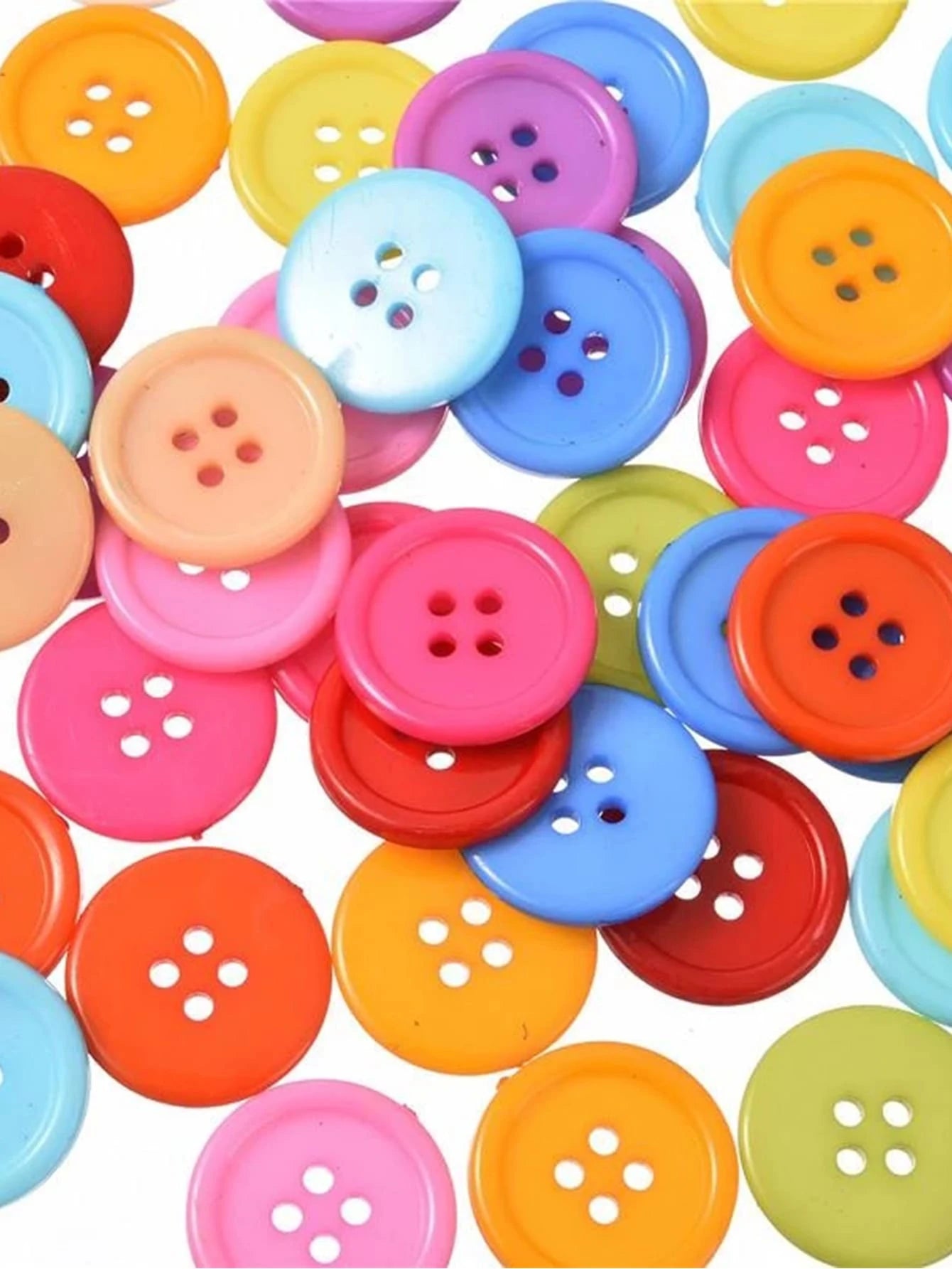 200pcs DIY Button Set, Simple Plastic Color Block Round Shaped Button For Sewing