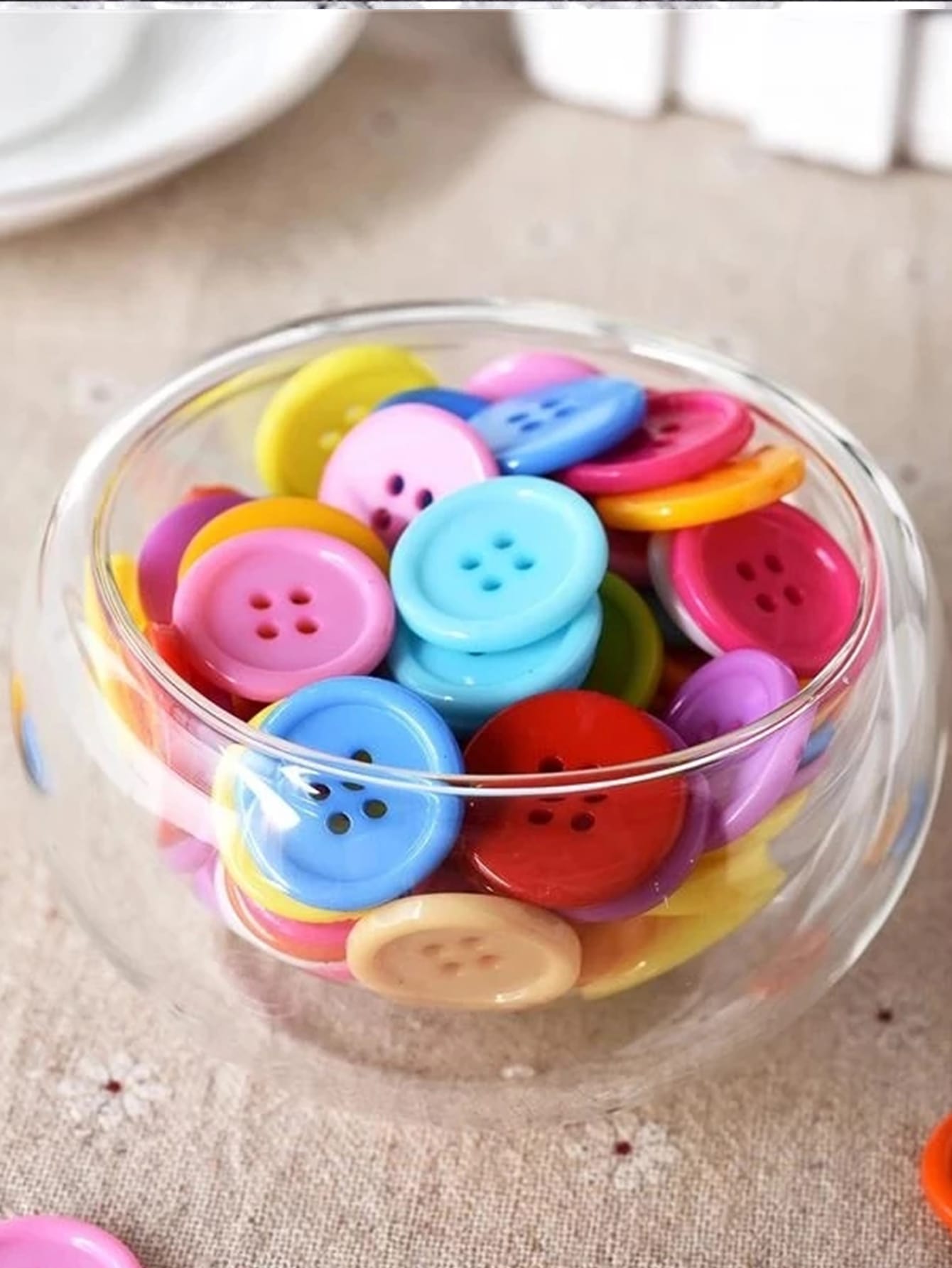 200pcs DIY Button Set, Simple Plastic Color Block Round Shaped Button For Sewing
