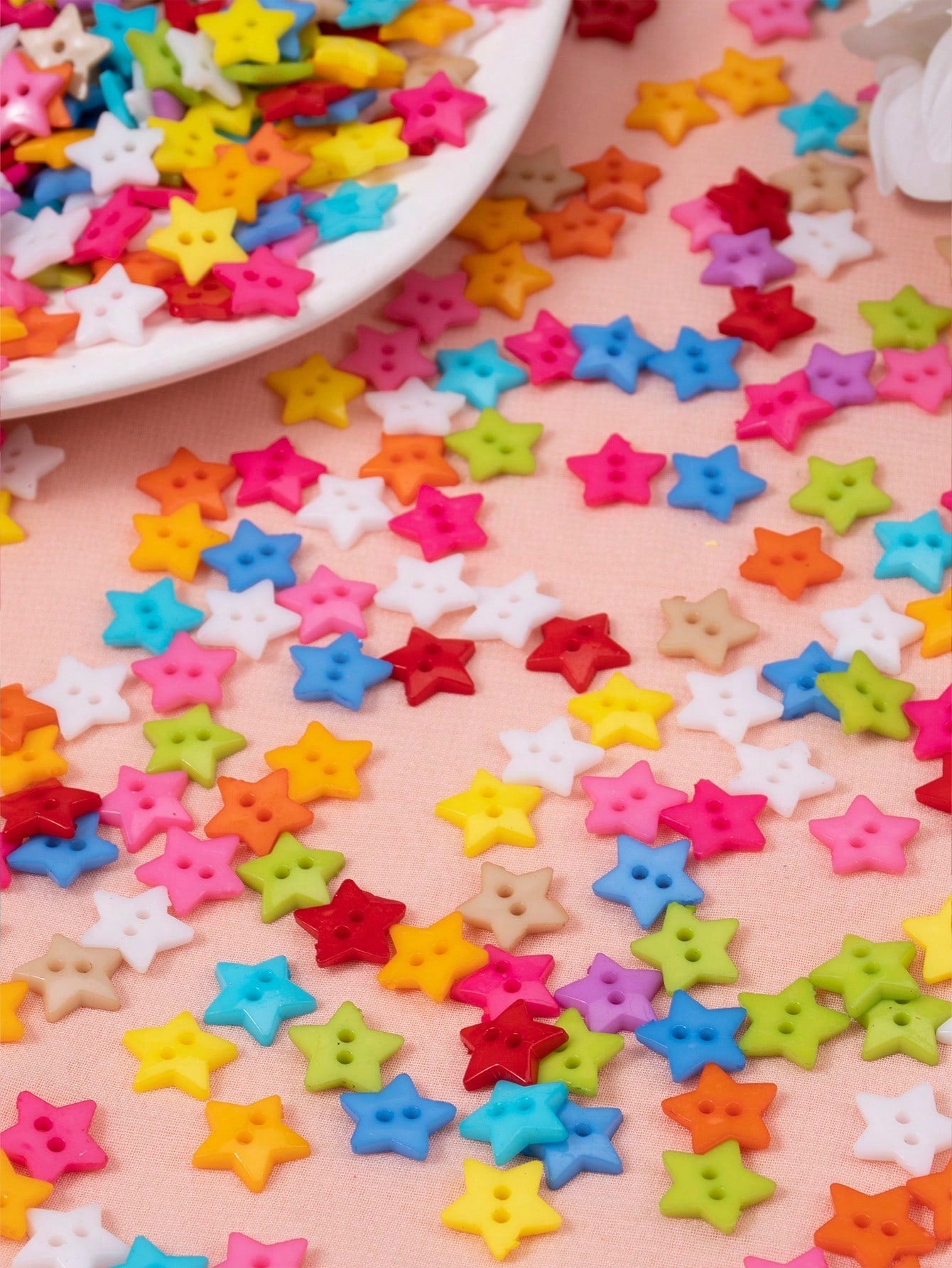 200pcs DIY Button Set, Simple Plastic Color Block Round Shaped Button For Sewing