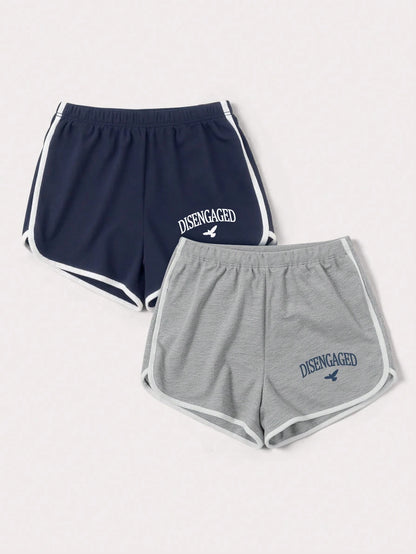 2025 Ladies Letter Print Element Casual Shorts, Suitable For Daily Outdoor Wear