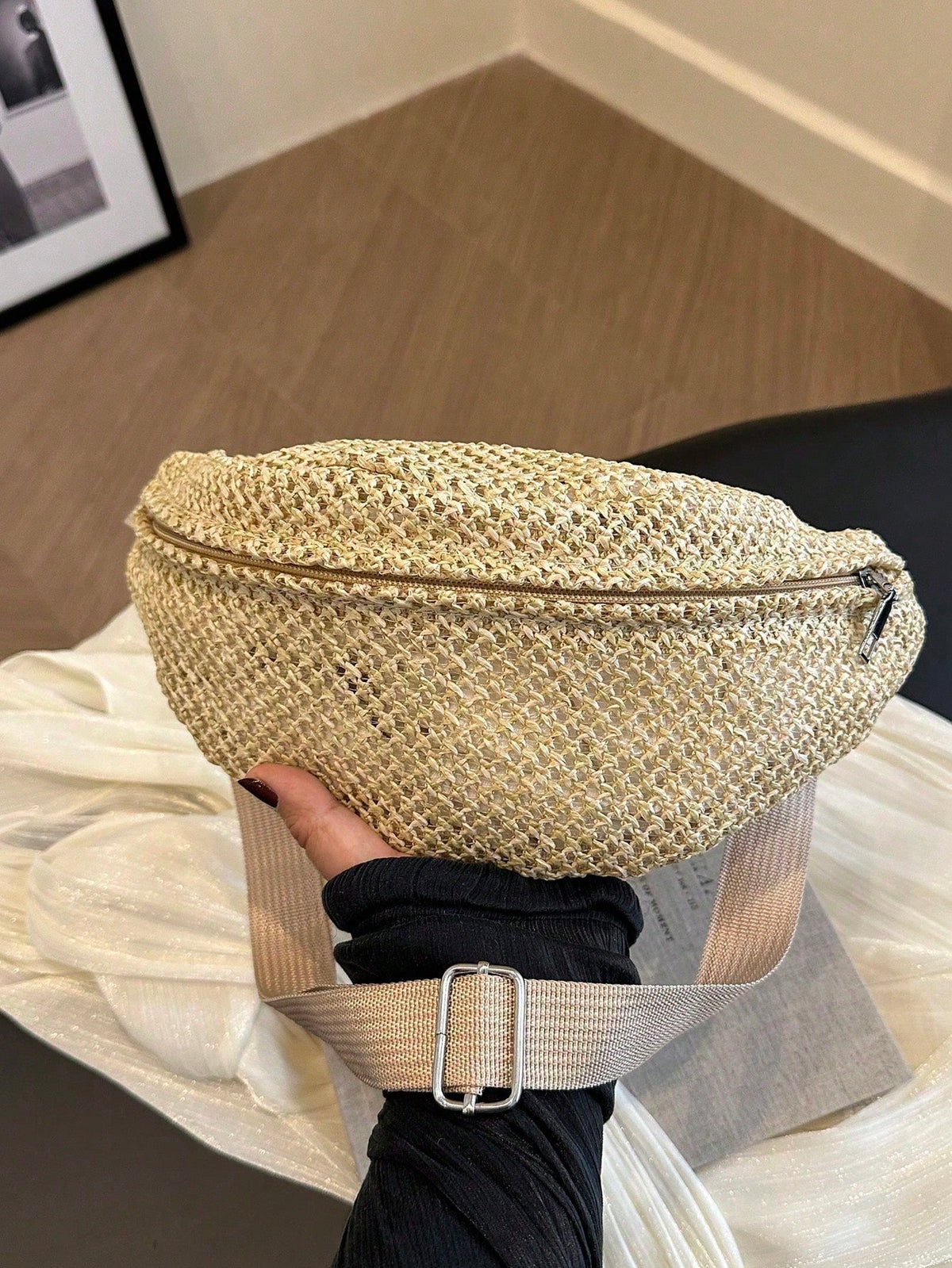 2025 Summer New Woven Chest Bag, Crossbody Bag, Fanny Pack, Travel, Versatile, Beach, Street Style Woven,Straw Bag