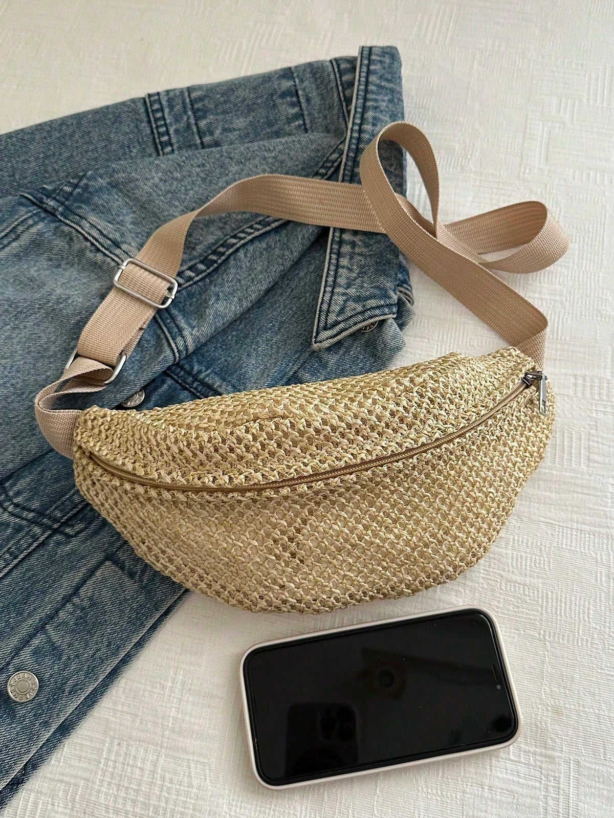 2025 Summer New Woven Chest Bag, Crossbody Bag, Fanny Pack, Travel, Versatile, Beach, Street Style Woven,Straw Bag