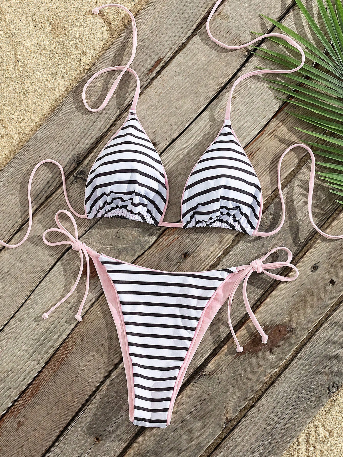 2025 Summer Vacation Beach Leopard Print Sexy Halter Tie Bikini Set