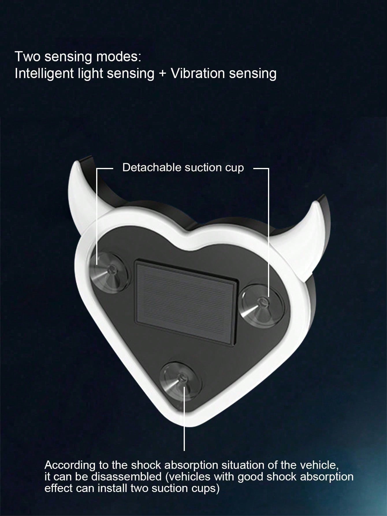 2026 New Devil Heart Solar LED Car Ambient Light, Heart-Shaped Neon Window Decor, Automatic Sensor Light, 5 Lighting Modes, Cute Aesthetic Car Accessory, Suitable For Women And Girls, Romantic Interio