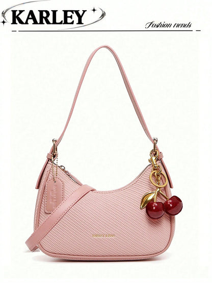 2026 New Fashion Classic Versatile Letter Decor Design Solid Color PU Material Shoulder Bag, Suitable For Shopping, Y2K Underarm Bag, Hot Girl Bag, Valentine's Day Gift