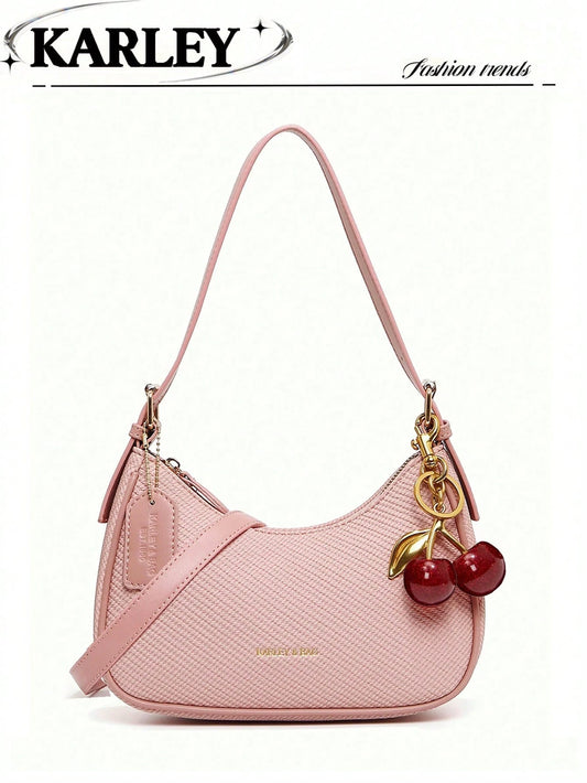 2026 New Fashion Classic Versatile Letter Decor Design Solid Color PU Material Shoulder Bag, Suitable For Shopping, Y2K Underarm Bag, Hot Girl Bag, Valentine's Day Gift