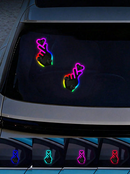 2026 New Heart-Shaped Solar Powered LED Car Atmosphere Light, Heart-Shaped Neon Rear Window Decoration, Sensor-Activated 5-Mode Atmosphere Light, Cute Car Accessory For Women And Girls, Beautiful Roma