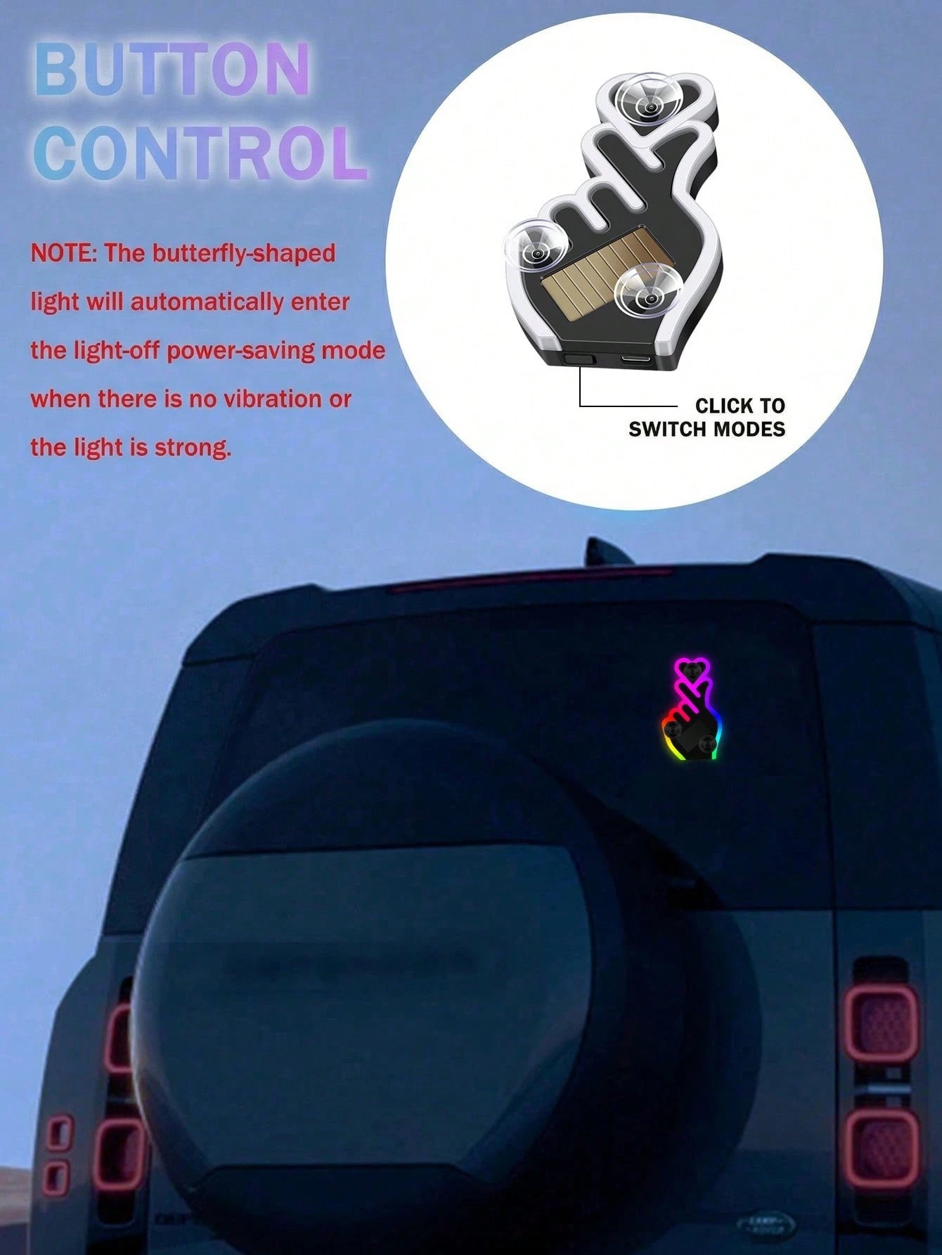 2026 New Heart-Shaped Solar Powered LED Car Atmosphere Light, Heart-Shaped Neon Rear Window Decoration, Sensor-Activated 5-Mode Atmosphere Light, Cute Car Accessory For Women And Girls, Beautiful Roma