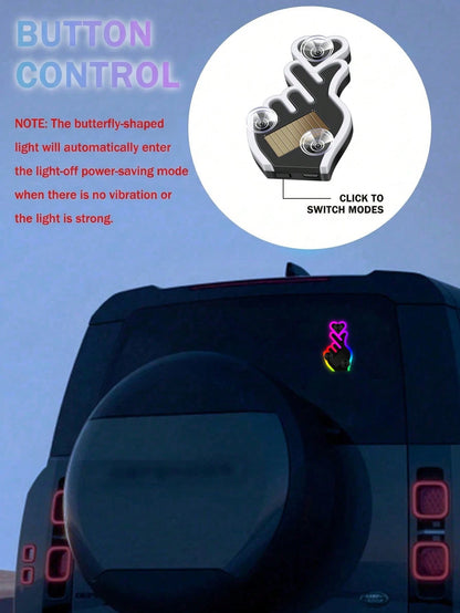 2026 New Heart-Shaped Solar Powered LED Car Atmosphere Light, Heart-Shaped Neon Rear Window Decoration, Sensor-Activated 5-Mode Atmosphere Light, Cute Car Accessory For Women And Girls, Beautiful Roma