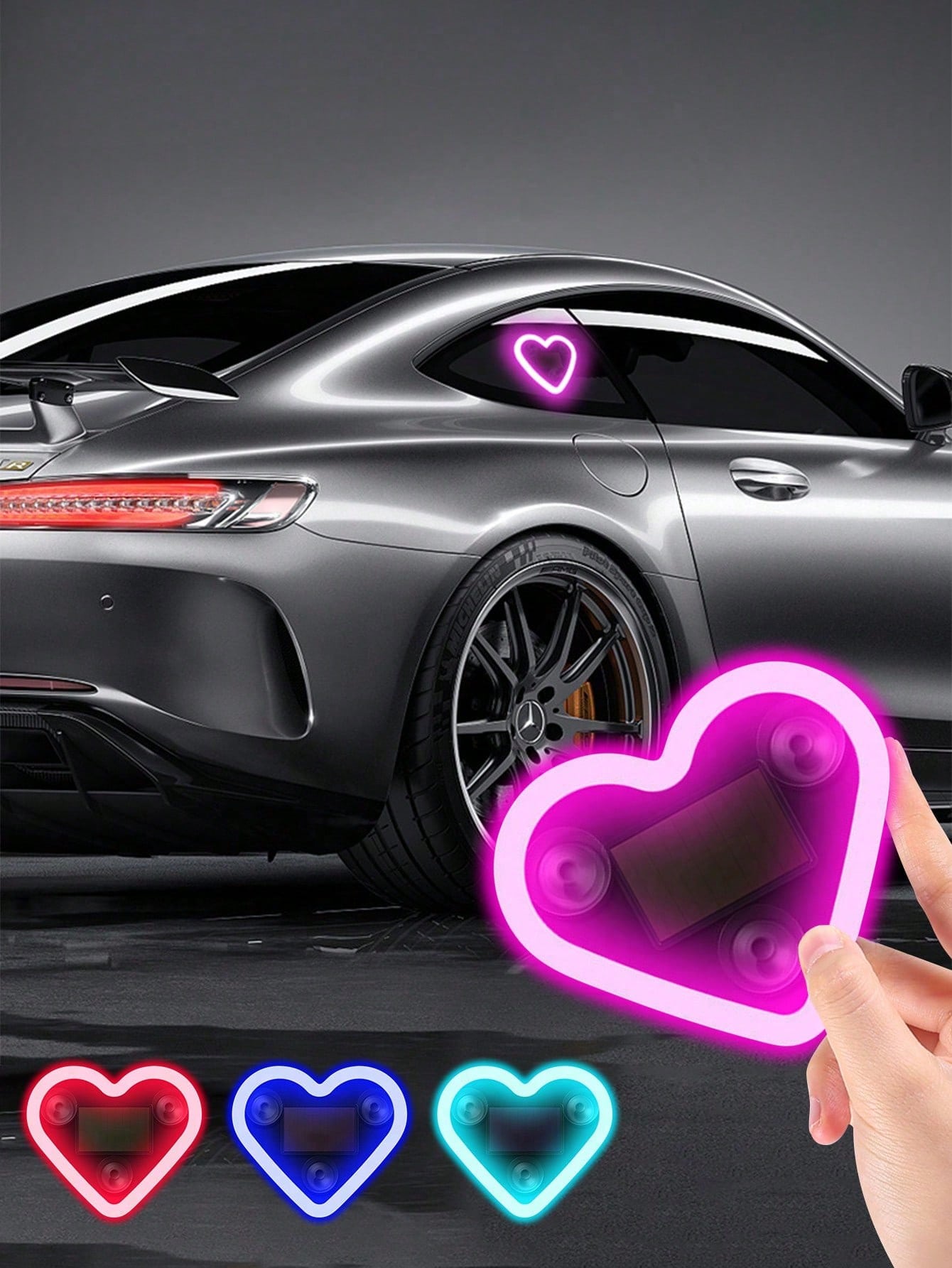 2026 New Solar Powered LED Atmosphere Light Car Decor, Heart-Shaped Neon Lamp Window Decoration Light, With Auto Sensor Design, 5 Lighting Modes, Romantic Interior Decor, Suitable For Couples And Fema