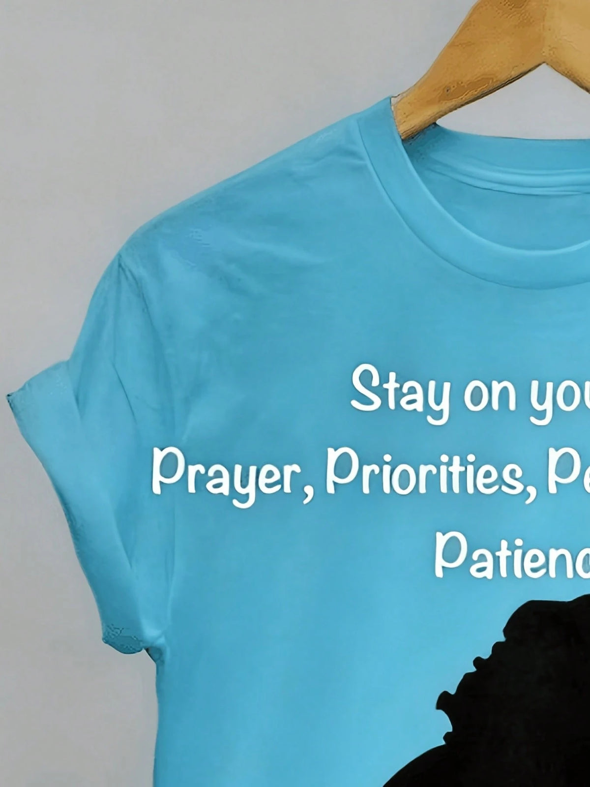 2026 Summer Graphic Tee For Women, Prayer Graphic T-Shirt,Black 2D Letter Print, Short-Sleeve Round Neck, 100% Cotton, Casual Style, Valentine Gift
