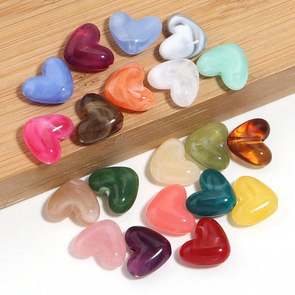 20pcs Acrylic Dual-Color Tie Dye Heart-Shaped Beads With Hole, Heart Beads For Handmade DIY Bracelet Necklace Accessories, Jewelry Making Beads
