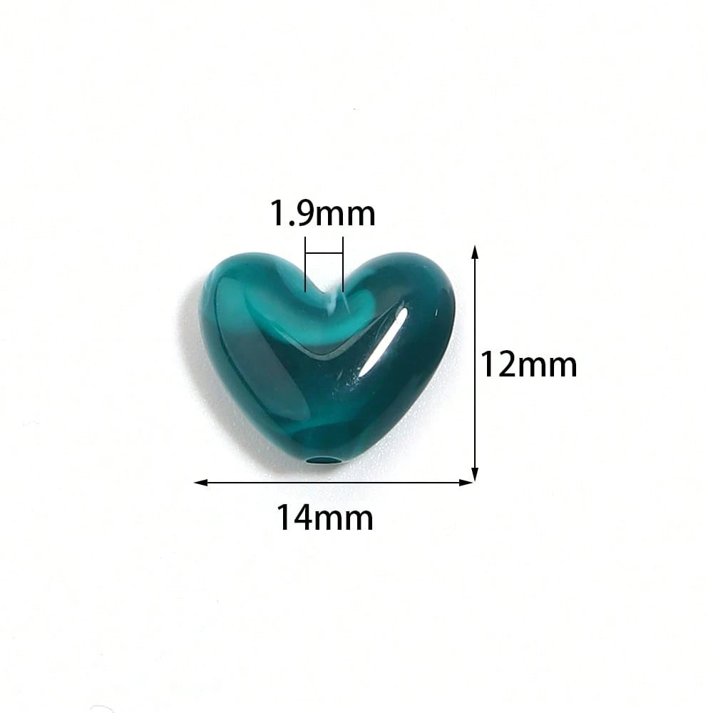 20pcs Acrylic Dual-Color Tie Dye Heart-Shaped Beads With Hole, Heart Beads For Handmade DIY Bracelet Necklace Accessories, Jewelry Making Beads