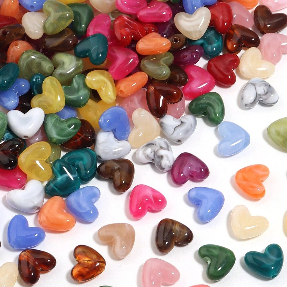 20pcs Acrylic Dual-Color Tie Dye Heart-Shaped Beads With Hole, Heart Beads For Handmade DIY Bracelet Necklace Accessories, Jewelry Making Beads