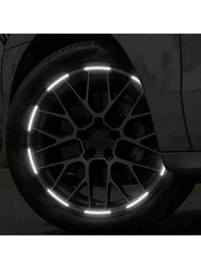 20pcs Car Wheel Rim Reflective Stickers, Colorful Night Glowing Strong White Wheel Decoration Stripe Stickers, Night Stickers
