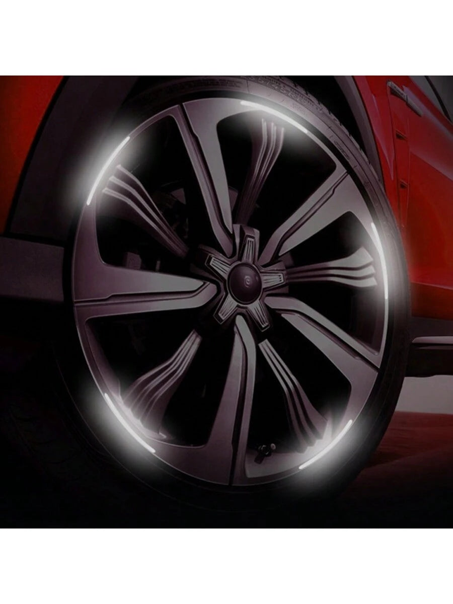 20pcs Car Wheel Rim Reflective Stickers, Colorful Night Glowing Strong White Wheel Decoration Stripe Stickers, Night Stickers