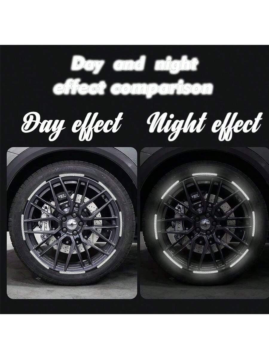 20pcs Car Wheel Rim Reflective Stickers, Colorful Night Glowing Strong White Wheel Decoration Stripe Stickers, Night Stickers