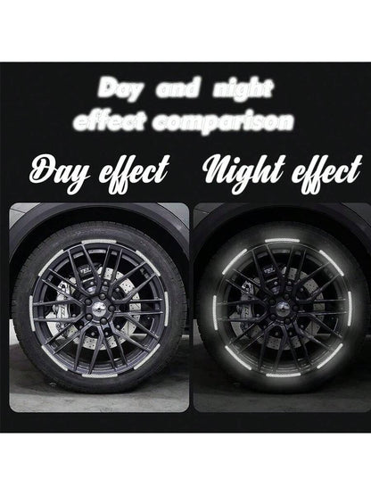 20pcs Car Wheel Rim Reflective Stickers, Colorful Night Glowing Strong White Wheel Decoration Stripe Stickers, Night Stickers