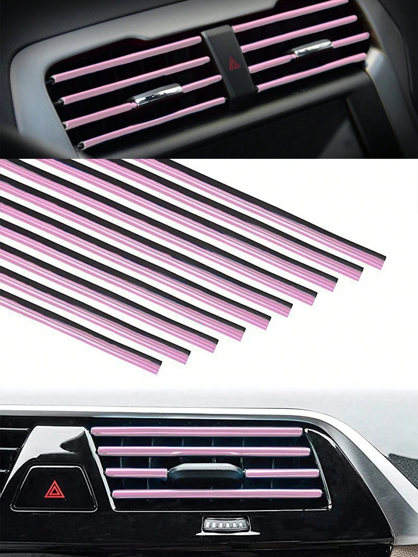 20pcs Chrome Plated PVC Car Interior Air Vent Outlet Decoration Trim Strip, DIY Car Decoration Strip Suitable For All Straight Vent Outlets