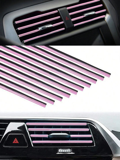 20pcs Chrome Plated PVC Car Interior Air Vent Outlet Decoration Trim Strip, DIY Car Decoration Strip Suitable For All Straight Vent Outlets