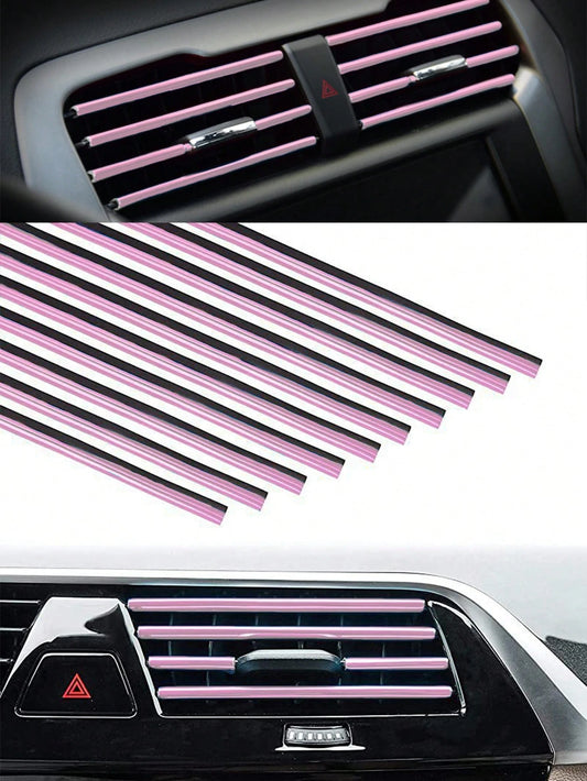 20pcs Chrome Plated PVC Car Interior Air Vent Outlet Decoration Trim Strip, DIY Car Decoration Strip Suitable For All Straight Vent Outlets