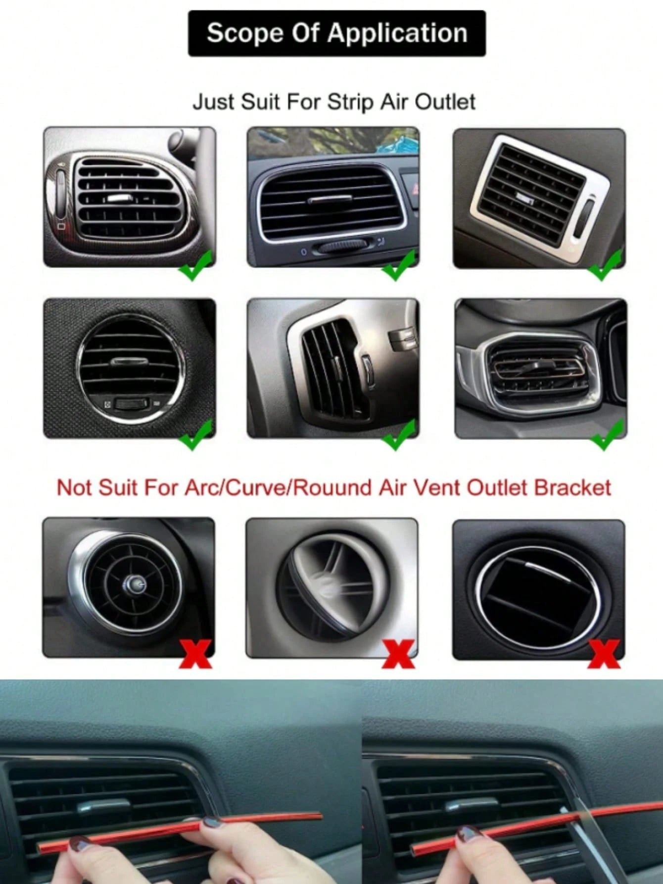 20pcs Chrome Plated PVC Car Interior Air Vent Outlet Decoration Trim Strip, DIY Car Decoration Strip Suitable For All Straight Vent Outlets