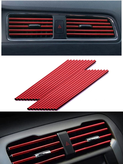 20pcs Chrome Plated PVC Car Interior Air Vent Outlet Decoration Trim Strip, DIY Car Decoration Strip Suitable For All Straight Vent Outlets