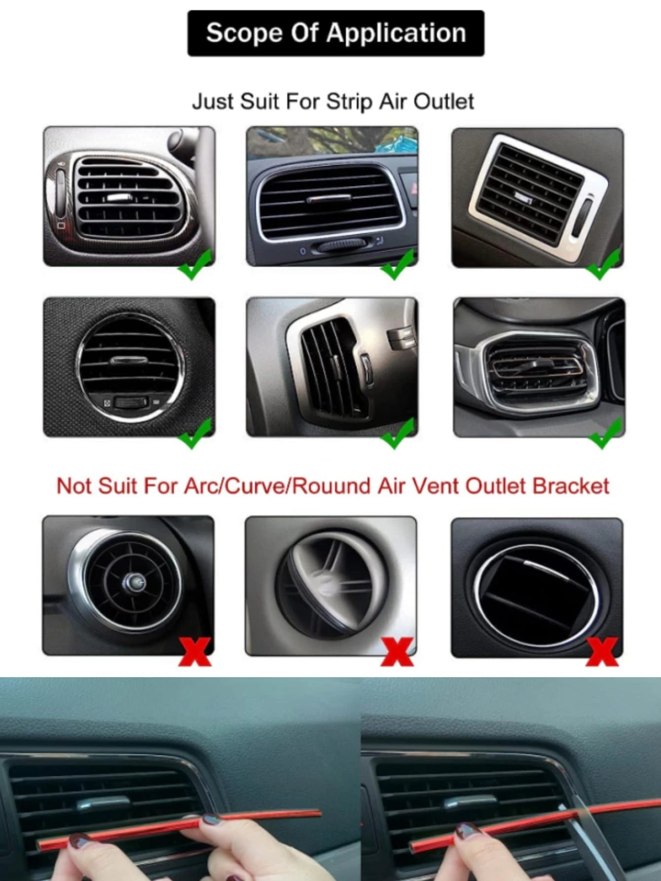 20pcs Chrome Plated PVC Car Interior Air Vent Outlet Decoration Trim Strip, DIY Car Decoration Strip Suitable For All Straight Vent Outlets
