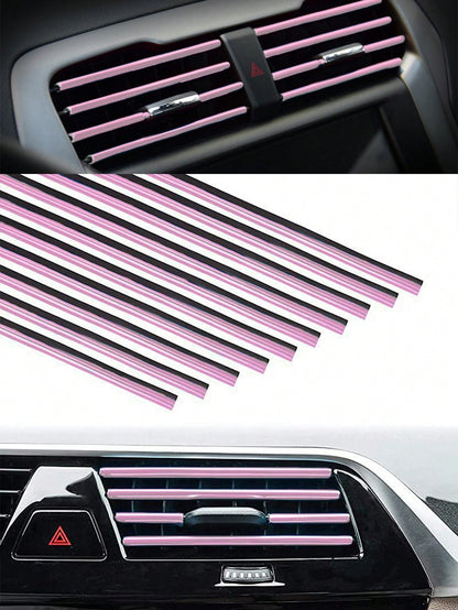 20pcs Chrome Plated PVC Car Interior Air Vent Outlet Decoration Trim Strip, DIY Car Decoration Strip Suitable For All Straight Vent Outlets