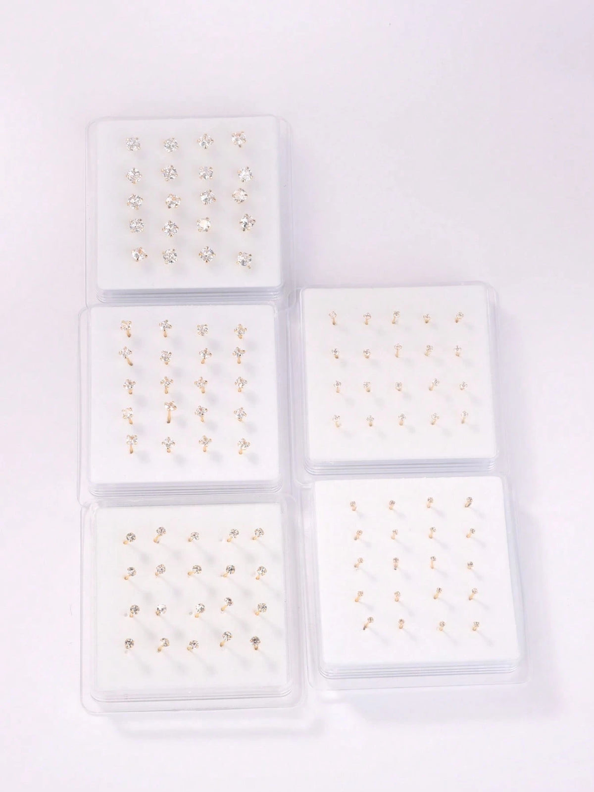 20PCS Golden Silvery Thin Nose Studs Set For Women Men 1.5mm-4mm Shiny CZ Nose Pins With L Shape, Straight, And Ball End – Nose Piercing Jewelry Case