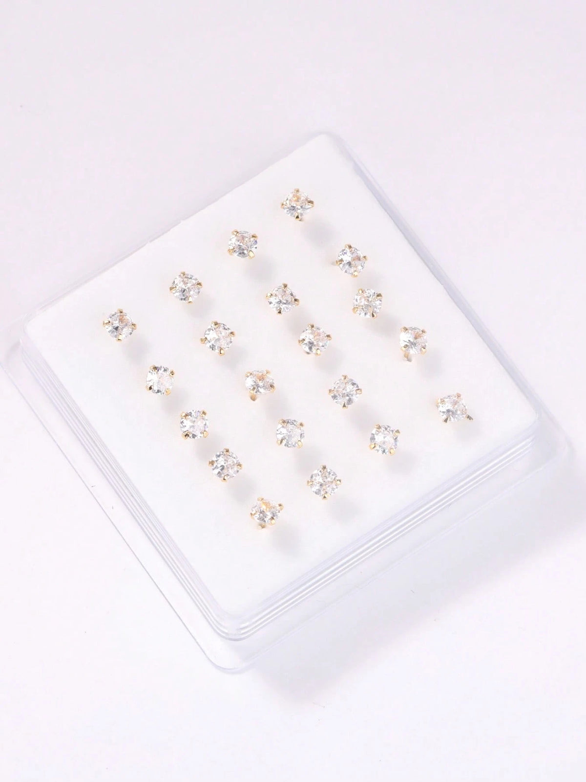 20PCS Golden Silvery Thin Nose Studs Set For Women Men 1.5mm-4mm Shiny CZ Nose Pins With L Shape, Straight, And Ball End – Nose Piercing Jewelry Case